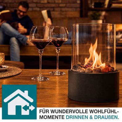 Tischkamin Tischfeuer Bio Ethanol Zimmer Innen Außen Deko Kamin Indoor Feuer