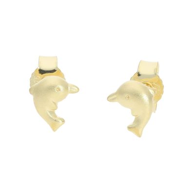 Ohrstecker Delphin 925 Silber gold plattiert matt JL20-06-1271 JuwelmaLux