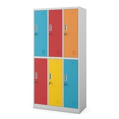 6-türiger Arbeitsschutz-Garderobenschrank, grau-bunt: IGOR, 900 x 1850 x 450 mm