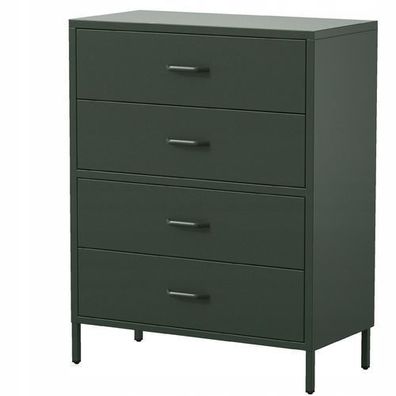 Kommode mit 4 Schubladen Carla Kommodenschrank Metall, 80 x 101,5 x 40cm Flaschengrün