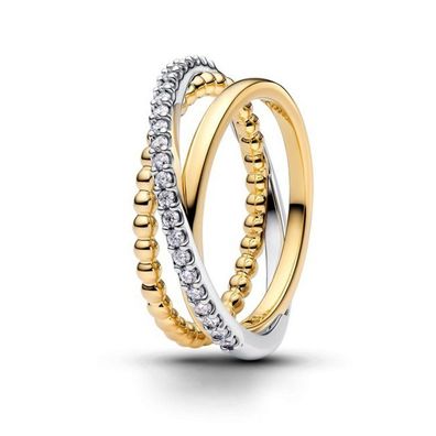 Ring 56 - bicolor - 3 fach Gekreuzter Bandring