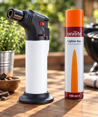 Sturmfeuerzeug Feuerzeug Weiss mit Gas