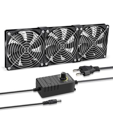Gdstime 3x120mm Lüfter 230V Dual Kugellager 360mm Gehäuselüfter regelbar