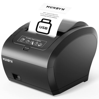 Munbyn Bondrucker 80 mm USB Thermodrucker mit automatischem Cutter ESC/POS