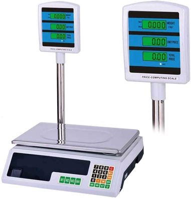 AntDau71 Digitale Preiswaage 40 kg mit doppeltem LCD-Display Ladenwaage