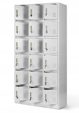 Umkleideschrank Fächerschrank Schließfachschrank 185 cm x 90 cm x 40 cm Grau-grau