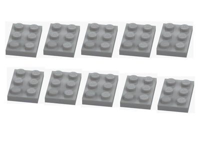 LEGO 10x Platte 2x3 Hellgrau 3021 4211396 Medium Stone Grey NEU Plate Baustein