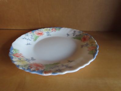 Teller Dessertteller weiß mit Blumen am Rand gewellter Rand Luminarc ca. 19 cm Ø