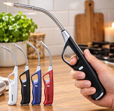 Stabfeuerzeug Turbo 4er Set Schwarz, Blau, Silber, Rot