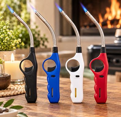 Stabfeuerzeug Flexi 4er Set Blau Rot Schwarz Weiß