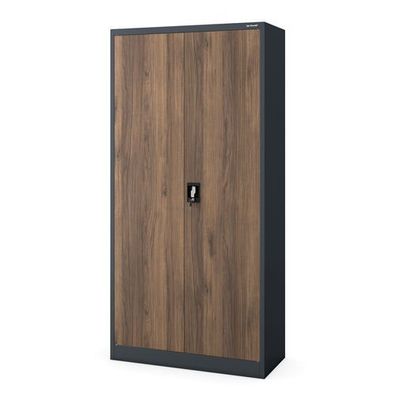 Multifunktionaler Metallschrank in Anthrazit/Nussbaum: Eco Design 900 x 1850 x 450 mm