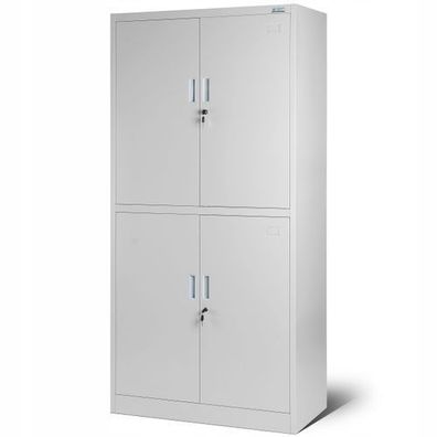 Aktenschrank Büroschrank mit 2 Abteilen abschließbar 185 cm x 90 cm x 40 cm Grau