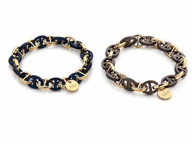 Armband Gliederarmband Goldfarben Graubraun Schwarz Acryl Nickelfrei Biba