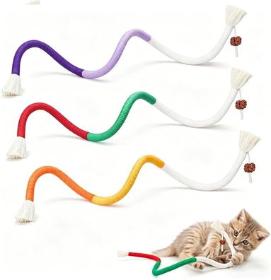 Katzenspielzeug, Kauspielzeug aus Seil, 3er-Set, mit Katzenminze, 23,6 Zoll lang