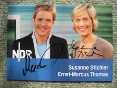 NDR Fernsehmoderatoren Susanne Stichler & Ernst-Marcus Thomas - hands. Autogramme!!!