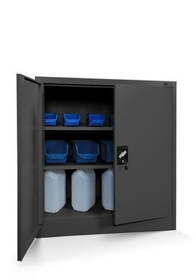 Kleiner Aktenschran Büroschrank mit Flügeltüren 93 x 90 x 40 cm Anthrazit