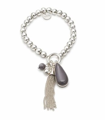 Armband Silberfarben grau nickelfrei stretch elastisch Anhänger Biba