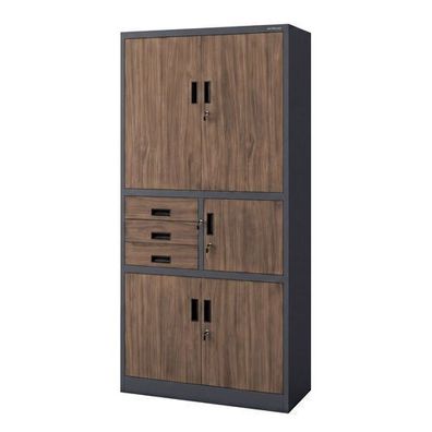 Büro-Metallschrank mit Safe, anthrazit/Nussbaum: Eco Design 900 x 1850 x 400 mm