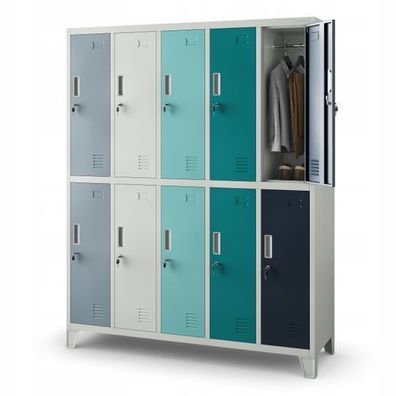 Umkleideschrank Spind Schließfachschrank Metallschrank 172x136x45 cm Mehrfarbig