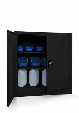 Kleiner Aktenschran Büroschrank mit Flügeltüren 93 x 90 x 40 cm Schwarz