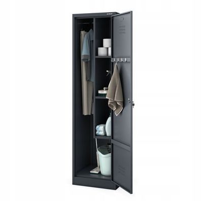 Putzmittelschrank Besenchrank Metallschrank Spind 2 Abteile 185x50x50 cm anthrazit