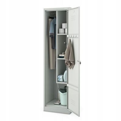 Putzmittelschrank Besenchrank Metallschrank Spind 2 Abteile 185x50x50 cm Grau