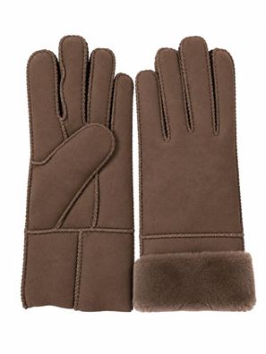 Heitmann Felle Damen Lammfell- Fingerhandschuh dunkelbraun Gr.S 501