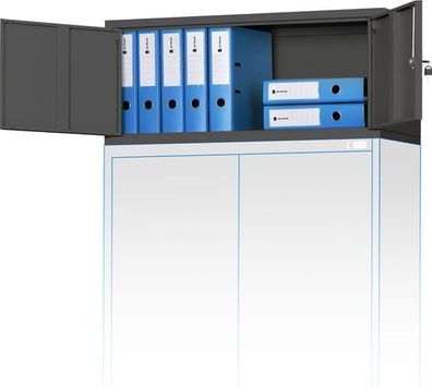 Aktenschrankaufsatz Aufsatz für Aktenschrank Büroschrank 38 x 90 x 40 cm Anthrazit