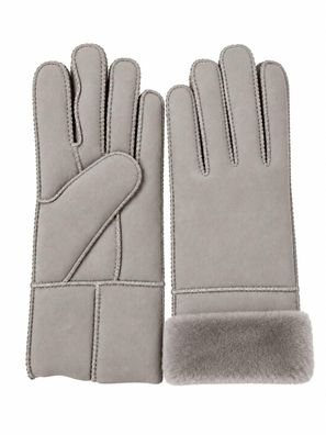 Heitmann Felle Damen Lamfell- Fingerhandschuh hellgrau Gr.S 501