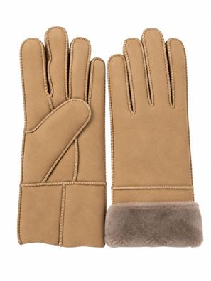 Heitmann Felle Damen Lamfell- Fingerhandschuh hellbraun Gr.M 501