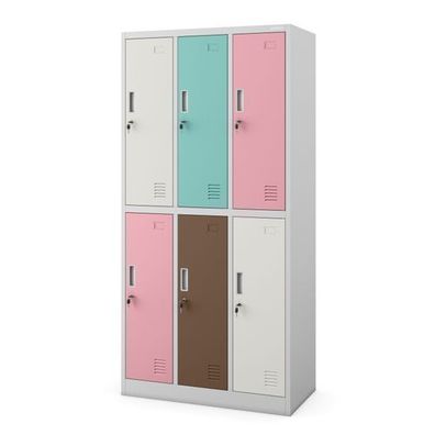 6-türiger Arbeitsschutz-Kleiderschrank in Pastellgrau: IGOR, 900 x 1850 x 450 mm