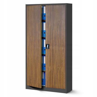 Aktenschrank Büroschrank Metallschrank Werkzeugschrank 195x90x40 Anthrazit/Holzoptik
