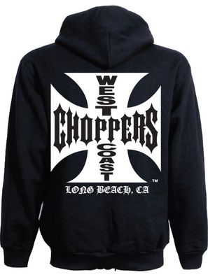 WCC West Coast Choppers Hoodie Iron Cross Light Cotton Zipper Schwarz