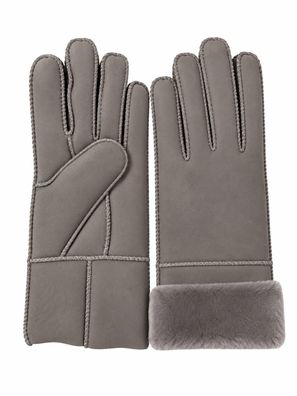 Heitmann Felle Damen Lammfell- Fingerhandschuh glatt grau Gr.M 501