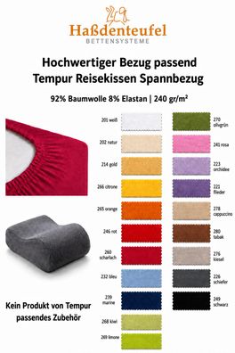 Kissenbezug für Tempur Reisekissen Spannbezug 25x31x10/7 cm Baumwolle Elastan