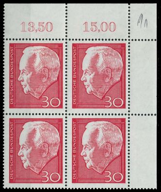BRD 1967 Nr 542 postfrisch Viererblock ECKE-ORE X7F0ACA