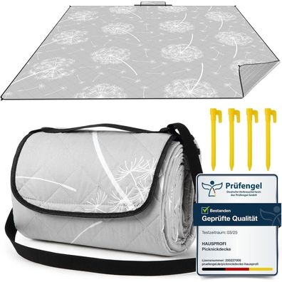 Picknickdecke XXL Wasserdicht Strandmatte Campingdecke 200x200cm Grau