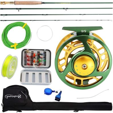 Sougayilang Fly Fishing Rod Reel Combo Lightweight Portable Green
