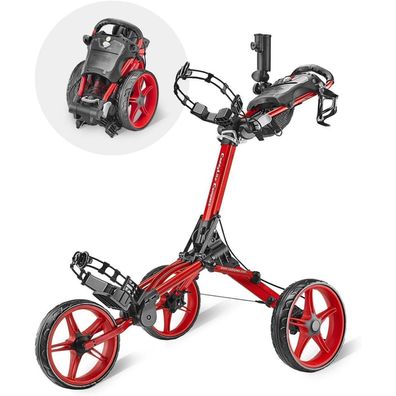 CaddyLite Compact Golf Push Cart Folding Unfolding Red