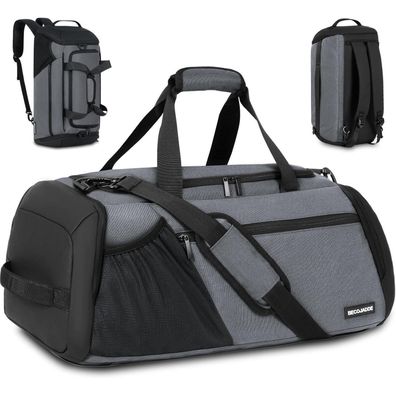 Sporttasche Herren 45L Groß Rucksack Schuhfach Nassfach Wasserdicht Grau