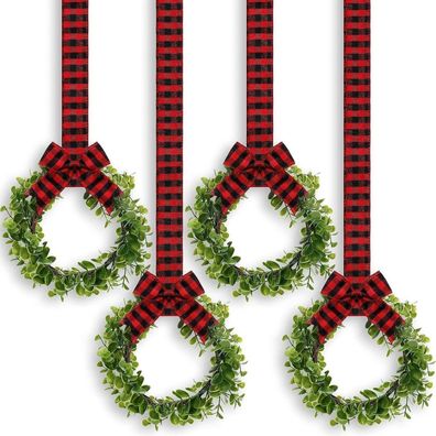 Weihnachtskranz Set 4 Stück 22cm Künstliche Buchsbaumkränze Schwarz Rot