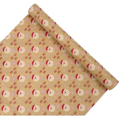 HBell Weihnachtsgeschenkpapier Rolle 43cm x 15m Santa Claus Xmas Kraft perfekt