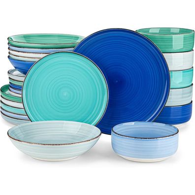 24tlg vancasso bonita Geschirrset Steingut Tafelservice modern Blau