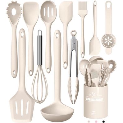 12-teiliges Silikon Kochutensilien Set mit Utensilienhalter, Spülmaschinenfest