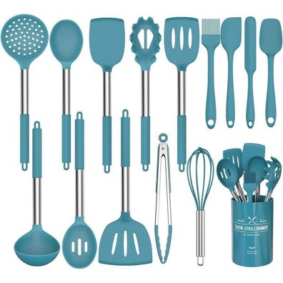 Umiten Chef 15-teiliges Silikon Küchenutensilien-Set Marineblau