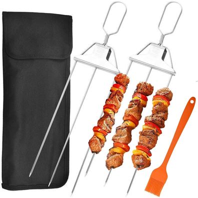 Jogoico Grillspieße 3 Wege Edelstahl BBQ Fleisch Gemüße 2 Stück