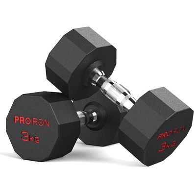 Proiron Geruchlose Hexagon Hanteln 3-24kg Stahlkern Kurzhanteln 12-seitiges