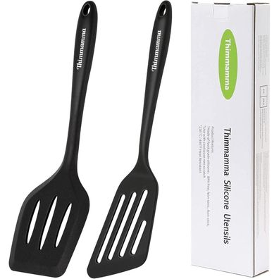 Hitzebeständiger Kunststoff Pfannenwender Spatel Set Schwarz 34cm