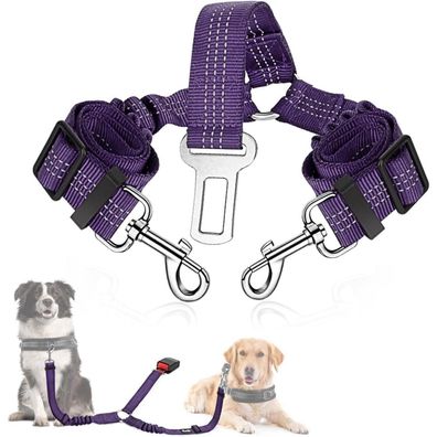 SlowTon Anschnallgurt Hund Auto - Lila, Verstellbarer Sicherheitsgurt Hunde