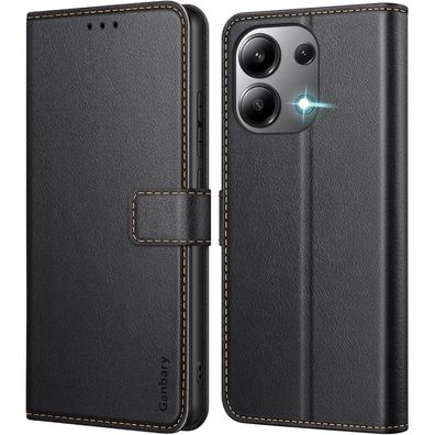 Ganbary Hülle für Redmi Note 13 4G, Schwarz in Lederoptik